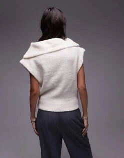 Mango Sleeveless Shoulder Pad Knitted Top In White For Women -Mango Sales 207285049 3