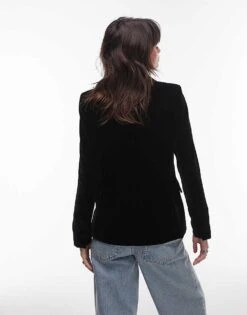 Mango Velvet Blazer In Black For Women -Mango Sales 207285097 3