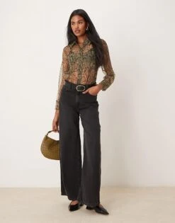 Mango Sheer Snake Print Shirt In Grey For Women -Mango Sales 207285128 4