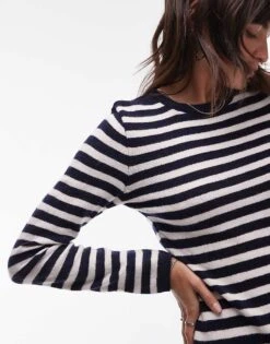 Mango Knitted Striped Midi Dress In Black For Women -Mango Sales 207285140 3