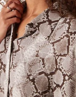 Mango Snake Print Shirt In Grey For Women -Mango Sales 207285193 3