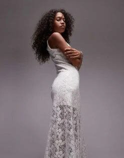 Mango Lace Hem Midi Dress In White For Women