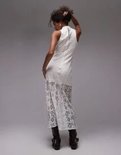 Mango Lace Hem Midi Dress In White For Women -Mango Sales 207285200 4