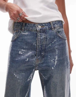 Mango Straight Leg Embellished Front Jeans In Light Blue For Women -Mango Sales 207285221 4