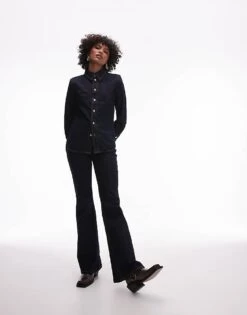 Mango Western Shirt And Jeans Co-ord In Dark Blue