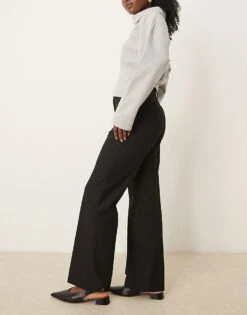 Mango Pintuck Straight Leg Trousers In Black For Women