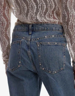 Mango Studded Side And Pocket Detail Jeans In Light Blue For Women -Mango Sales 207285334 4