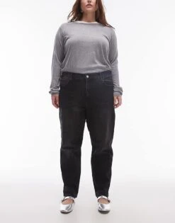 Mango Curve Relaxed Mom Jeans In Black For Women