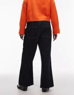 Mango Curve Wide Leg Jeans In Indigo For Women Dark Blue -Mango Sales 207286821 3