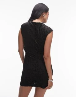 Mango Leopard Velvet Mini Dress In Black For Women -Mango Sales 207287716 4