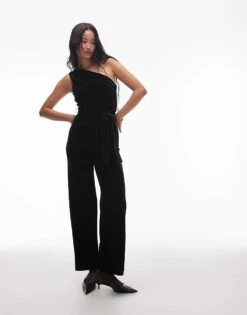Mango One Shoulder Straight Leg Jumpsuit In Black For Women -Mango Sales 207287825 1 black 1