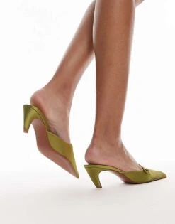Mango Satin Heel With Cross Front In Green For Women -Mango Sales 207287916 3