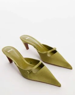 Mango Satin Heel With Cross Front In Green For Women -Mango Sales 207287916 4