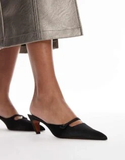 Mango Satin Heel With Cross Front In Black For Women