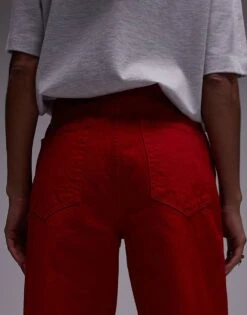 Mango High Waist Straight Leg Jean In Bright Red For Women -Mango Sales 207295948 4