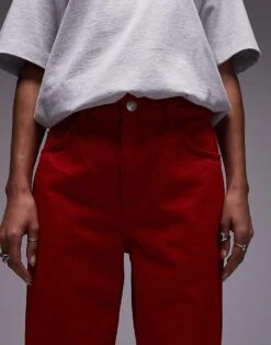 Mango High Waist Straight Leg Jean In Bright Red For Women -Mango Sales 207295948 5