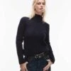 Mango Knitted High Neck Jumper In Navy For Women