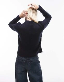 Mango Knitted High Neck Jumper In Navy For Women -Mango Sales 207295980 4