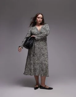 Mango Curve Leopard Print Midi Dress In White For Women -Mango Sales 207295991 1 white 1