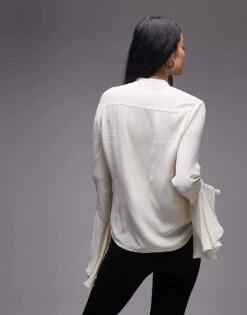 Mango Ruffle Front Elegant Blouse In White For Women -Mango Sales 207330061 4