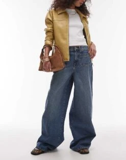 Mango Flare Front Pocket Jeans In Blue For Women