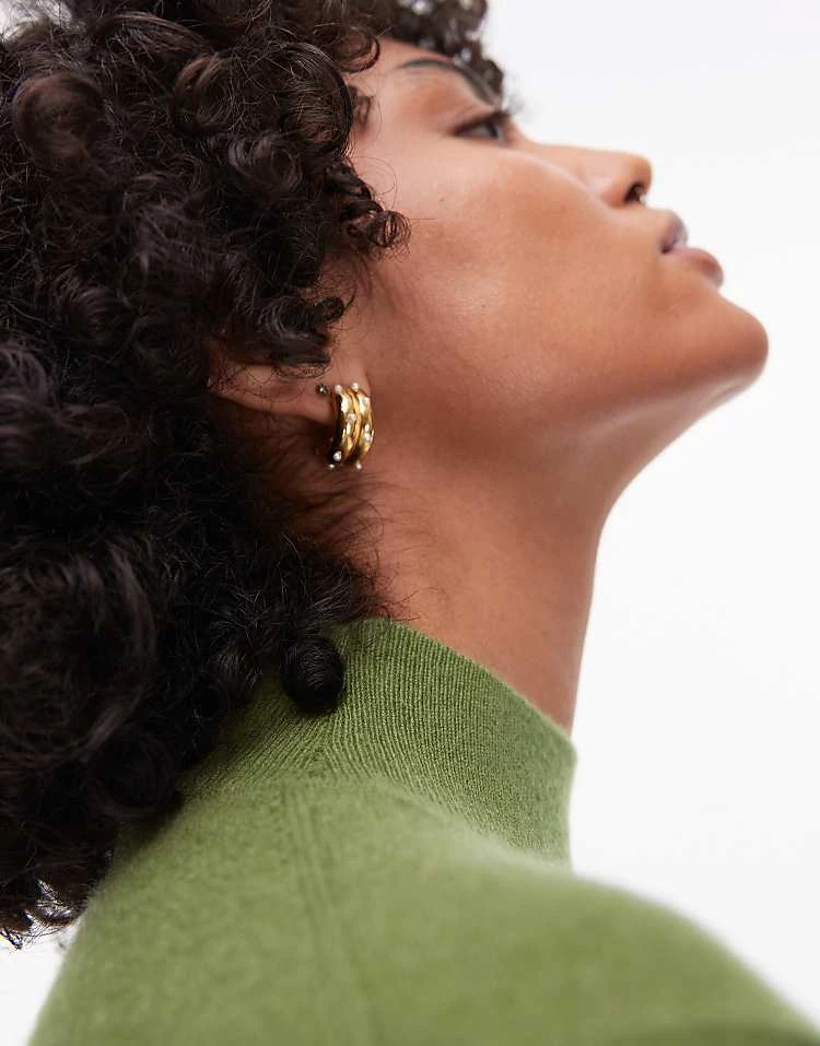 Mango High Neck Cashmere Jumper In Olive Green For Women 3 Mango High Neck Cashmere Jumper In Olive Green For Women - Image 3