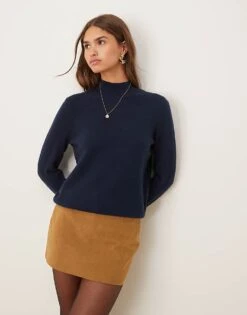 Mango High Neck Cashmere Jumper In Navy For Women