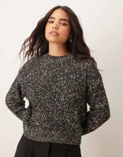 Mango Oversized Salt And Pepper Jumper In Grey For Women -Mango Sales 207408801 1 grey 1