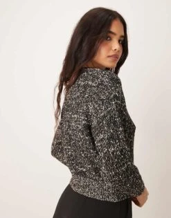 Mango Oversized Salt And Pepper Jumper In Grey For Women -Mango Sales 207408801 3