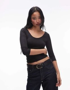 Mango Off Shoulder Short Sleeve Top In Black For Women -Mango Sales 207408925 1 black 1