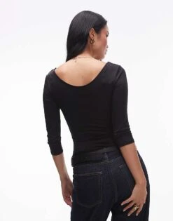 Mango Off Shoulder Short Sleeve Top In Black For Women -Mango Sales 207408925 3