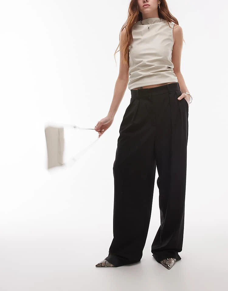 Mango Pintuck Longline Trousers In Black For Women 6 Mango Pintuck Longline Trousers In Black For Women - Image 6