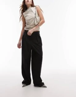 Mango Pintuck Longline Trousers In Black For Women 10 Mango Pintuck Longline Trousers In Black For Women -Mango Sales 207409026 5