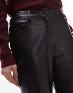 Mango Flare Leg Leather Look Trouser In Dark Red For Women 10 Mango Flare Leg Leather Look Trouser In Dark Red For Women -Mango Sales 207409339 5