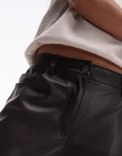 Mango Flare Leg Leather Look Trouser In Black For Women -Mango Sales 207409353 5