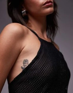 Mango Diamante Net Overlay Maxi Dress In Black For Women -Mango Sales 207501528 4