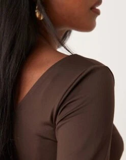 Mango Soft Touch Scoop Neck T-shirt In Brown For Women -Mango Sales 207570867 3