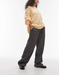 Mango Pleat Front Cotton Blend Straight Leg Trouser In Black For Women -Mango Sales 207570892 1 black 1