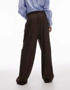 Mango Longline Relaxed Trouser In Dark Brown For Women -Mango Sales 207570912 3