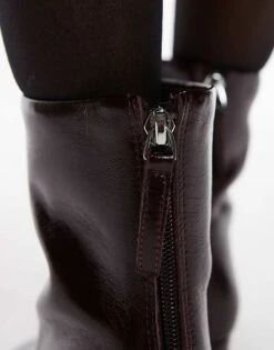 Mango Leather Heeled Boots In Burgundy For Women -Mango Sales 207570951 4