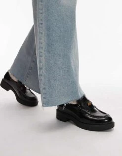 Mango Patent Leather Chunky Loafers In Black For Women