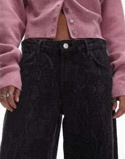 Mango Straight Leg Snake Print Jeans In Black For Women -Mango Sales 207606308 5