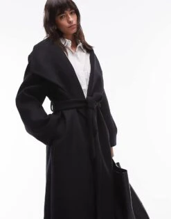 Mango Wool Mix Wrap Waist Jacket In Black For Women -Mango Sales 207606380 4