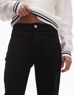 Mango Flare Front Pocket Jeans In Black For Women -Mango Sales 207606381 5