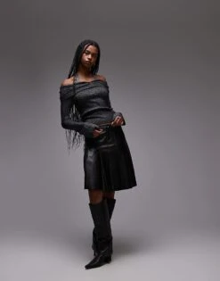 Mango Halterneck And Bardot Long Sleeve Knitted Top In Grey For Women -Mango Sales 207627651 3