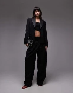 Mango Relaxed Suit Trouser Co-ord In Black For Women