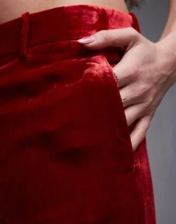 Mango Velvet Trouser In Red For Women -Mango Sales 207627696 4