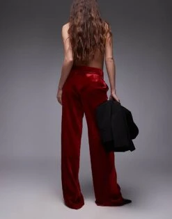 Mango Velvet Trouser In Red For Women -Mango Sales 207627696 5