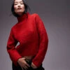 Mango High Neck Chunky Jumper In Red For Women