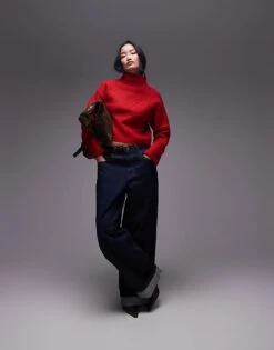 Mango High Neck Chunky Jumper In Red For Women -Mango Sales 207627725 3